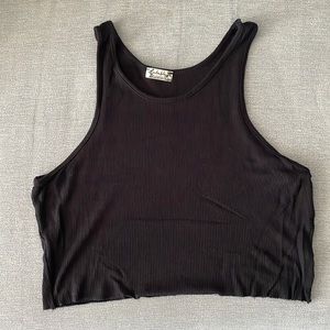 Intimately Free People Black Ribbed Cropped Tank Top EUC
